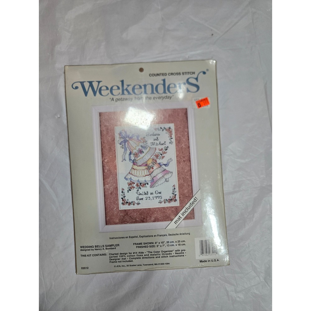 Vintage 1995 Weekenders Wedding Bells Sampler Cross Stitch Kit 03512